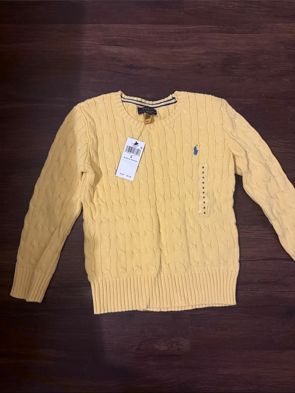 Polo by Ralph Lauren Kids Yellow Cable-Knit Crewneck Sweater